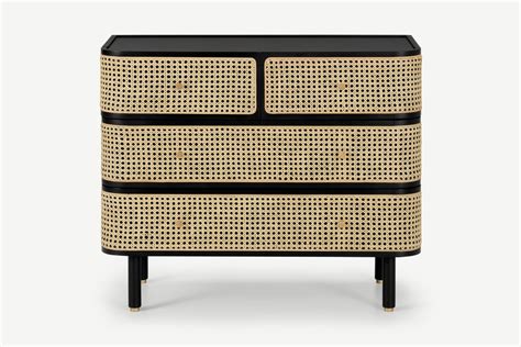 Ankhara Chest Of Drawers Rattan Black Stain Oak MADE Rattan