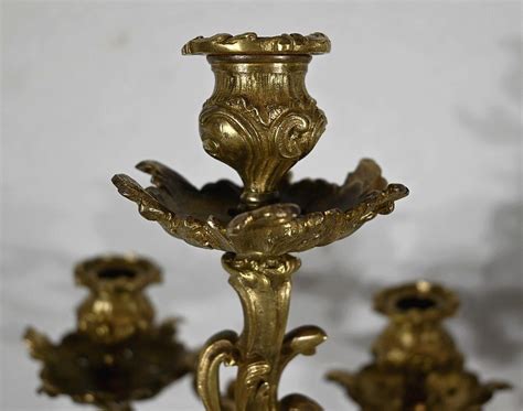 Pair Of Important Candelabras In Gilt Bronze Louis XV Style Late Ni