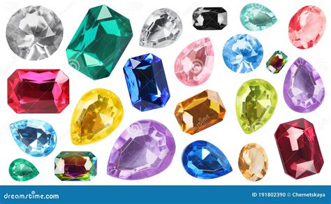 Set Of Bright Gemstones Isolated Banner Design Stock Photo Image Of