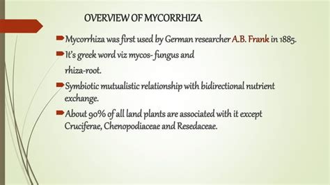 mycorrhiza types, distribution and significance. | PPT