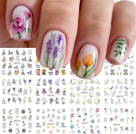 Blatt Nagelsticker Blumen Nagelaufkleber N Gel Sticker Set Mit