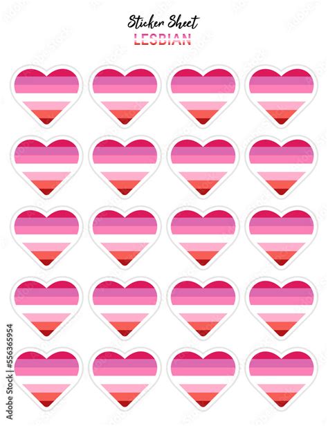 Set Of Pride Flat Design Lesbian Flags In The Shape Of A Hearts Hearts Shaped Sticker Icon