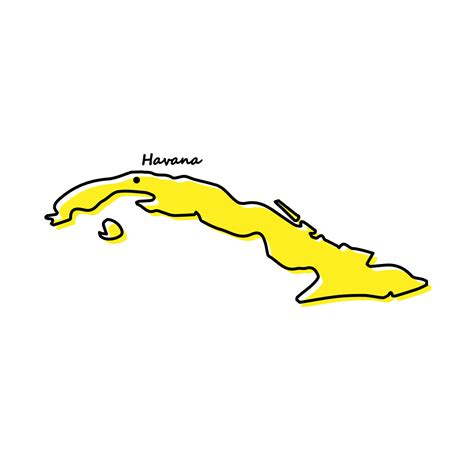 Simple outline map of Cuba with capital location 21808029 Vector Art at