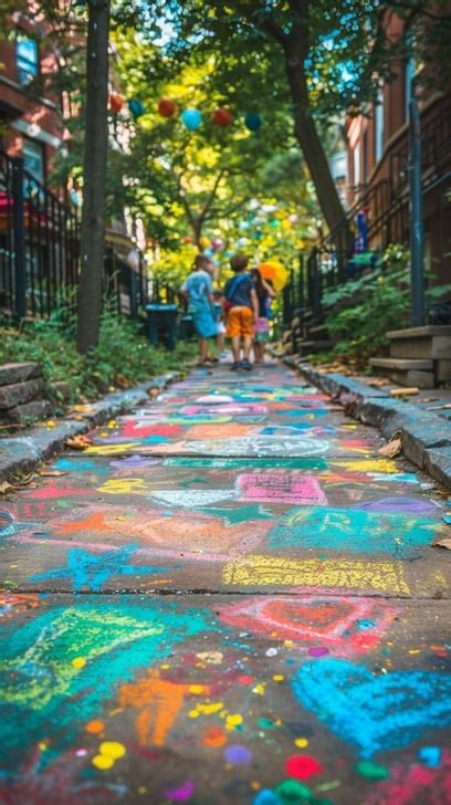 colorful sidewalk art photo colorful sidewalk art