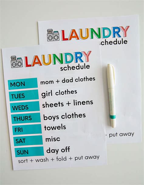 Printable Laundry Day Schedule from Thirty Handmade Days