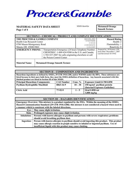 MSDS-English - P&G Product Safety