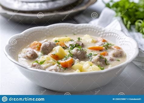 Seasoned Soup With Meatballs With Vegetables Turkish Name Sulu Kofte