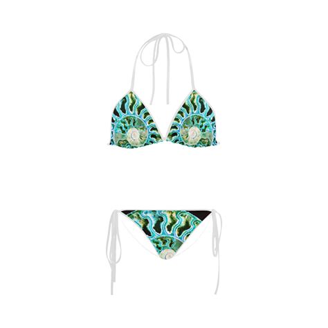Blue Green Fossil Geode Custom Bikini Swimsuit ID D