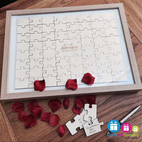 60 Pcs Wedding Jigsaw Personalised Puzzle Guest Book Including Free Fr