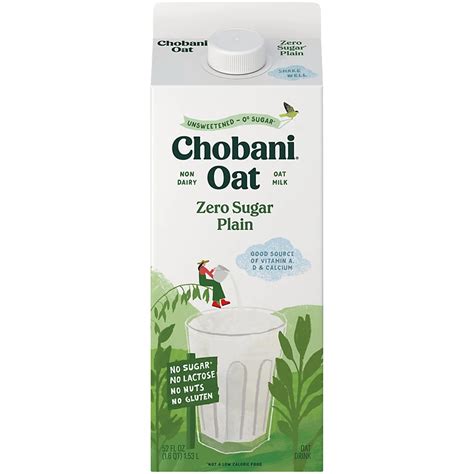 Chobani Oat Zero Sugar Plain Oat Milk Shop Milk At H E B Yogurt