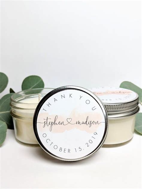 Bulk Set Customized Soy Candles Mason Jar Favors Custom Favors Blush