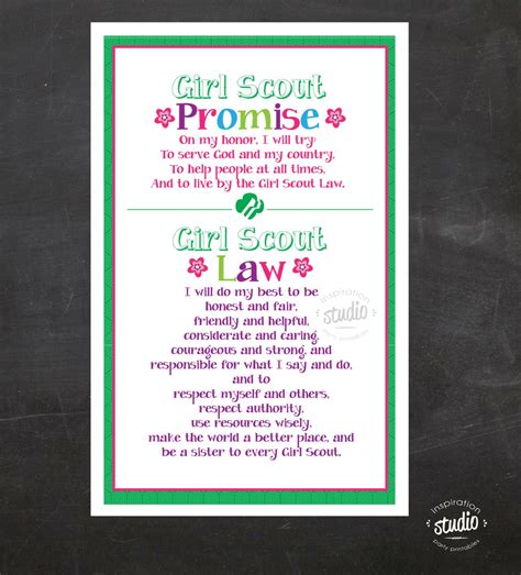 Girl Scout Promise And Law Printable Poster Instant