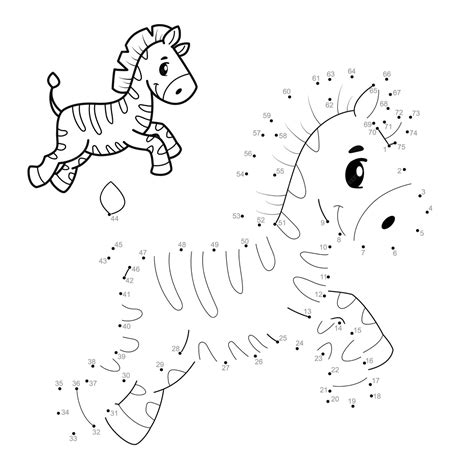 Пазл для детей. игра «соедините точки». зебра | Премиум векторы