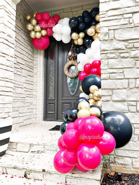 Hot PINK Black Gold Balloon Garland Kate Spade Balloon Etsy