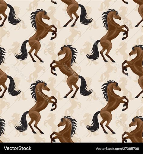 Seamless Pattern With Beautiful Horses Royalty Free Vector