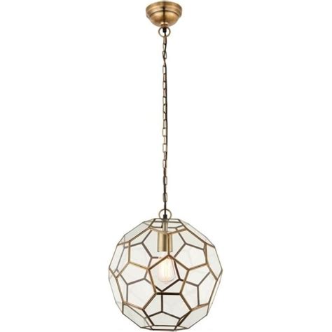 Miele Single Light Pendant Antique Brass Plate Clear Glass Indoor