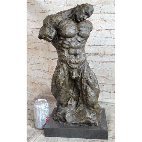 Trinx Muscular Nude Male Figure Abstract Surreal Bronze Statue Sculpture Original Art Wayfair
