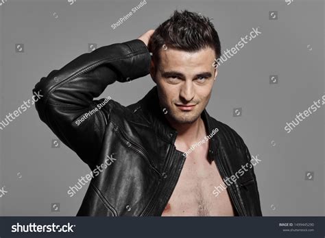 Handsome Elegant Man Leather Jacket Nude Stock Photo 1499445290 Shutterstock