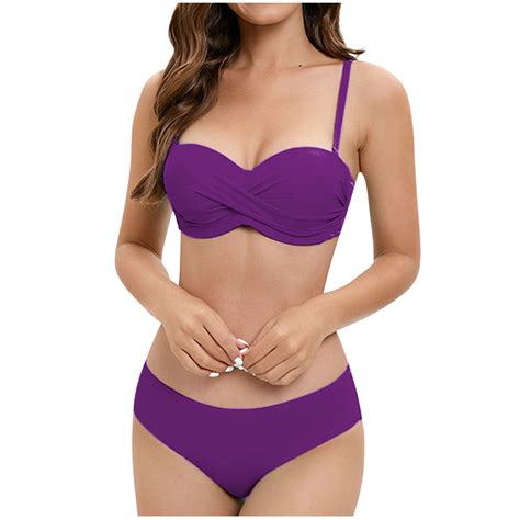 Bigersell Push Up Bikini Sets For Women Trendy Front Ruched Two Piece