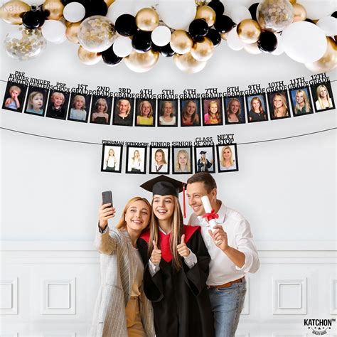 Katchon K 12 Graduation Photo Banner 3 String 10 Feet Black Graduation Picture Banner