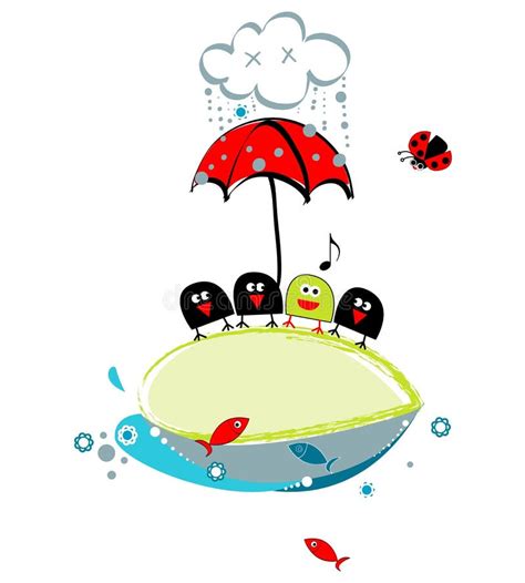 Cute Birds Under Umbrella Stock Vector Illustration Of Ladybug 13316043
