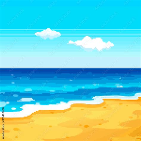 Pixel Background For Summer Vacation Summer Beach Game Background