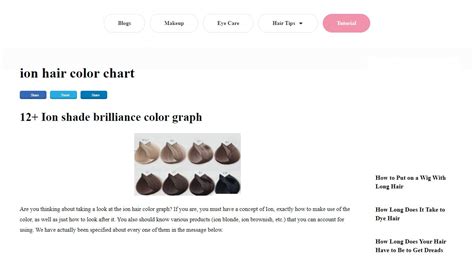 Ion Permanent Creme Hair Color Chart Beauty Tips