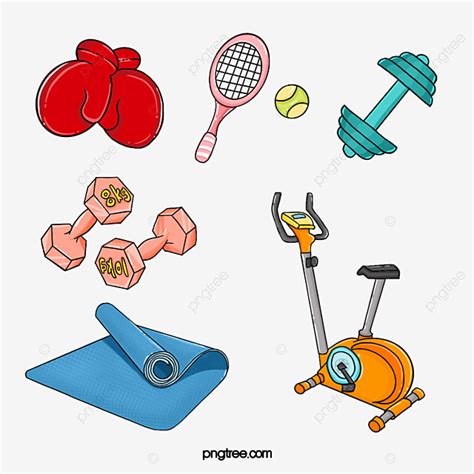 Fitness Equipment Clipart Vector, Cartoon Colorful Fitness Equipment, A ...