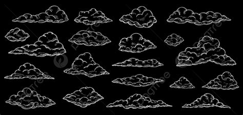 Clouds Sketch Vector Art Png White Sketch Clouds Outline Line Outdoor