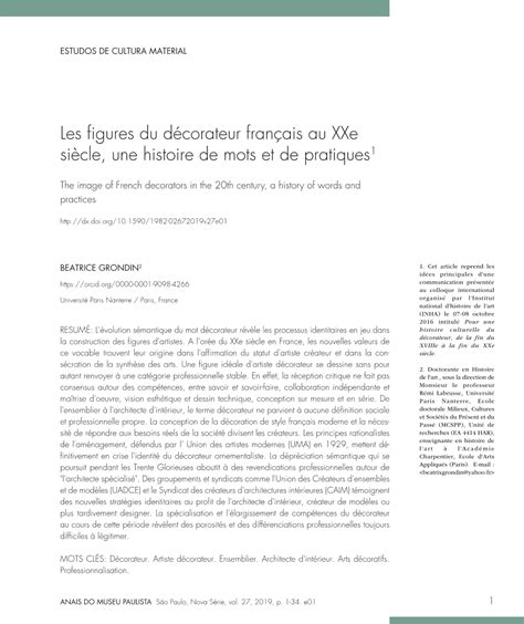 Les Figures Du D Corateur Fran Ais Au Xxe Si Cle Une Histoire De Mots