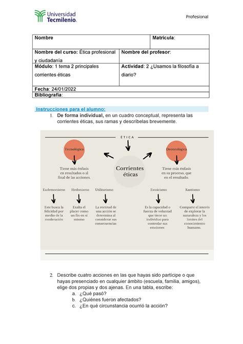 Actividad Tica Profesional Y Ciudadan A Tecmilenio De Nombre