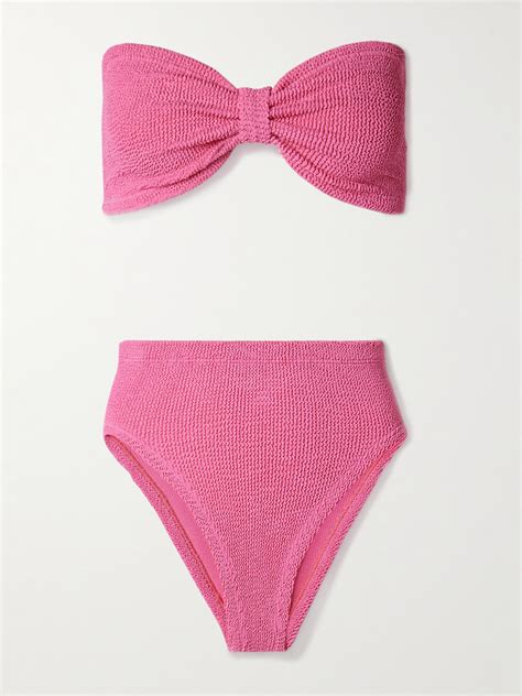 Hunza G Ruby Seersucker Bandeau Bikini In Pink Modesens
