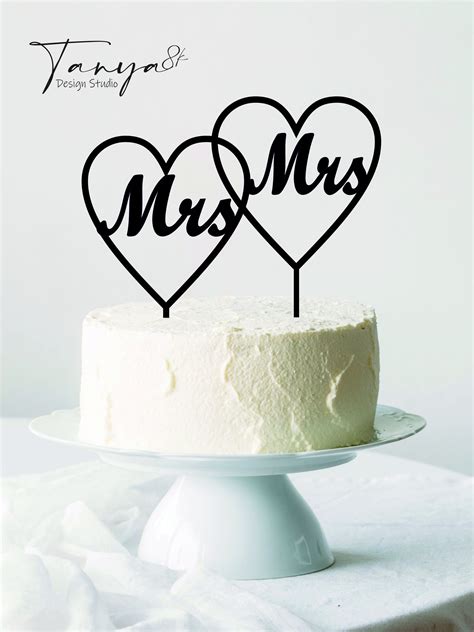 Lesbian Wedding Cake Topper SAME SEX Topper Two Hearts Mrs Etsy
