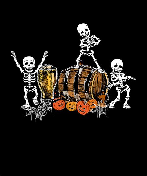 Skeletons With Beer Dance Halloween Digital Art By Vladimir