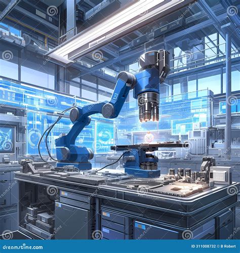 Groundbreaking Nanotech Lab Under Microscope Stock Illustration