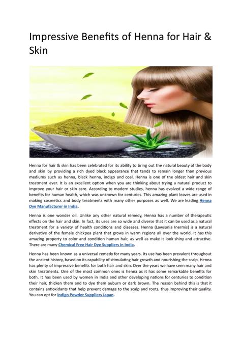 PPT - Impressive Benefits of Henna for Hair & Skin PowerPoint ...