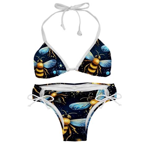 Starry Bees In The Sky Detachable Sponge Adjustable Strap Bikini Set Two Pack Great For All