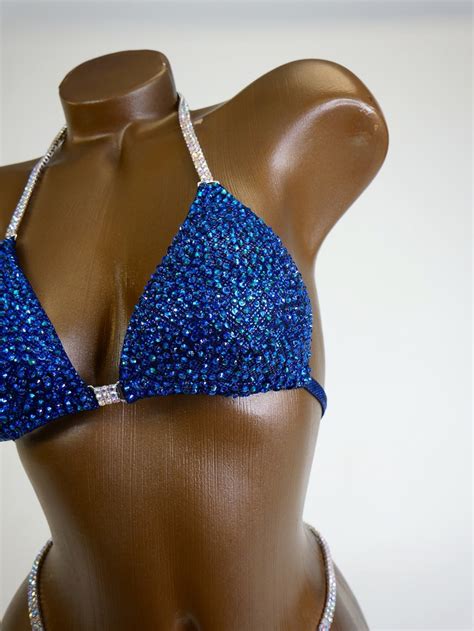 Npc Ifbb Competition Bikini Dark Royal Blue Bikini Suit Etsy