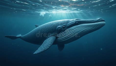 whale swimming underwater  sunlight rays striking   ocean