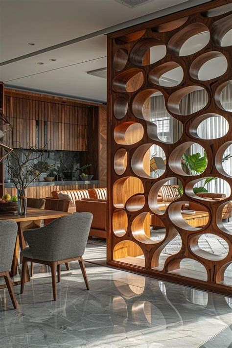 Mid Century Modern Dining Room Living Room Partition Design Mid