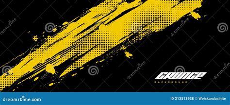 Abstract Black And Yellow Dirty Grunge Background With Halftone Effect