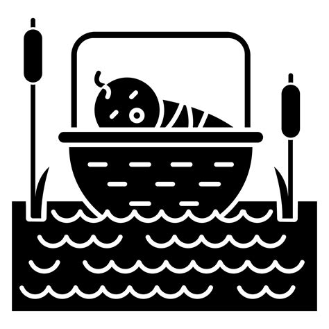 The Birth of Moses Bible story glyph icon. Newborn in basket. Hebrew