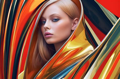 Premium Photo Beautiful Blonde Woman With Makeup And Abstract Background