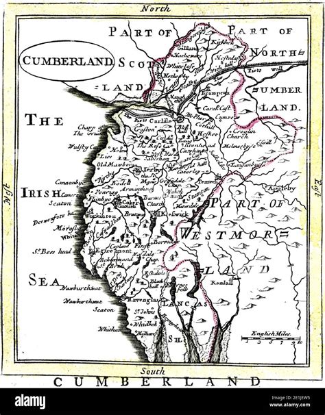 A map of Cumberland scanned at high resolution from a book published in