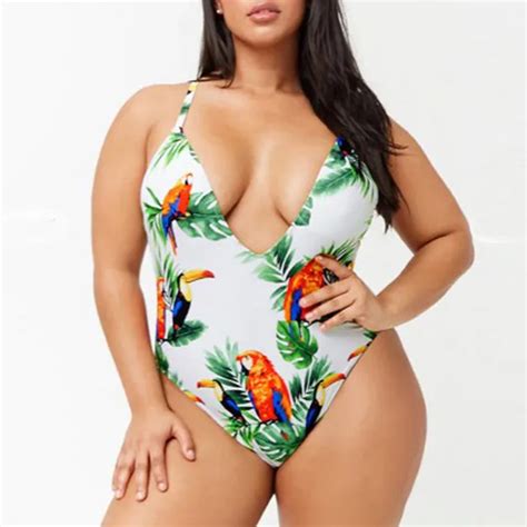 Klv Women One Piece Push Up Printed Bikini Beach Bathing Monokini