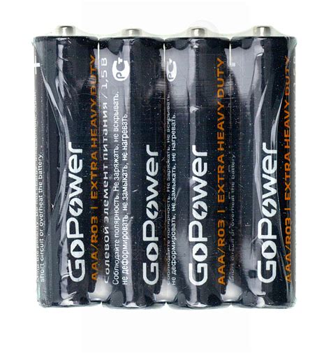 Батарейка GoPower R03 AAA Shrink 4 Heavy Duty 1.5V (4/60/1200) – купить ...