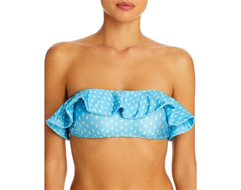 Shani Shemer 285603 Agadir Printed Ruffled Bandeau Bikini Top Size XS