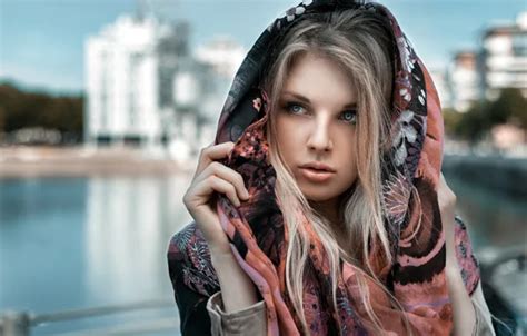 Wallpaper look girl blonde shawl Lods Franck for mobile and desktop section девушки