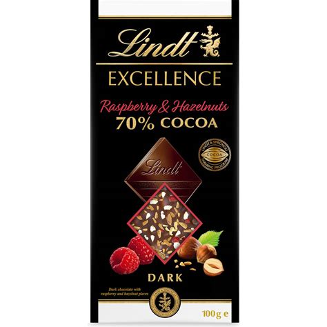 Lindt Excellence Cocoa Raspberry Hazelnut Dark Chocolate Block G