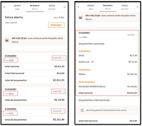 Visualização de fatura pelo número do cartão Cartão de crédito